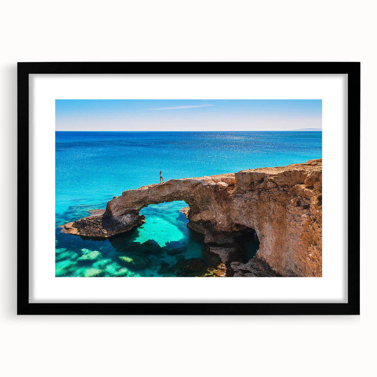 Abstract art print of colorful, textured European scenery on a large black-framed canvas, ideal for living room decor.