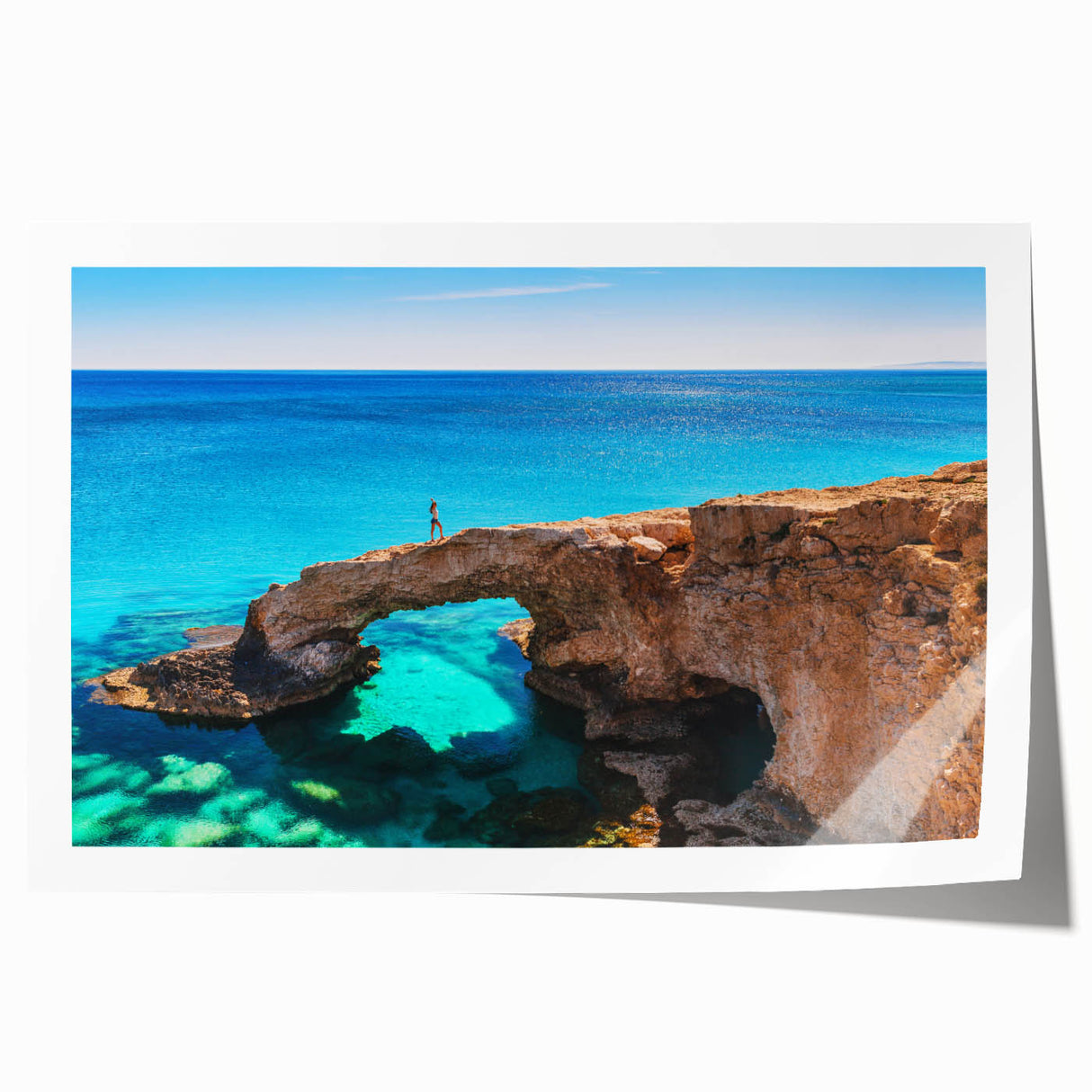 Rolled print of a scenic Cyprus landscape in soft pastel shades, ideal for art wall dining room decor.