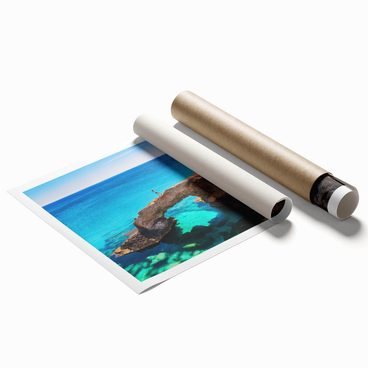 Extra large rolled print of a floral scenery in Cyprus, featuring soft pastel colors, ideal for classy bathroom wall art.