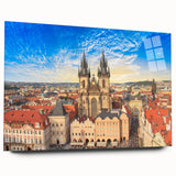 Acrylic print of Prague scenery in muted earth tones, ideal for bedroom or dining room decor.