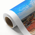 Art Deco poster of Prague skyline in muted earth tones on rolled canvas, ideal for nursery wall art.