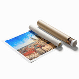 Extra large rolled print of Prague scenery with muted earth tones, ideal for classy bathroom wall art.