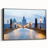 Black and white framed canvas of a vintage Czech Republic landscape, ideal for bedroom wall art.