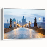 Vintage poster art of a Czech Republic scenery on extra large framed canvas.