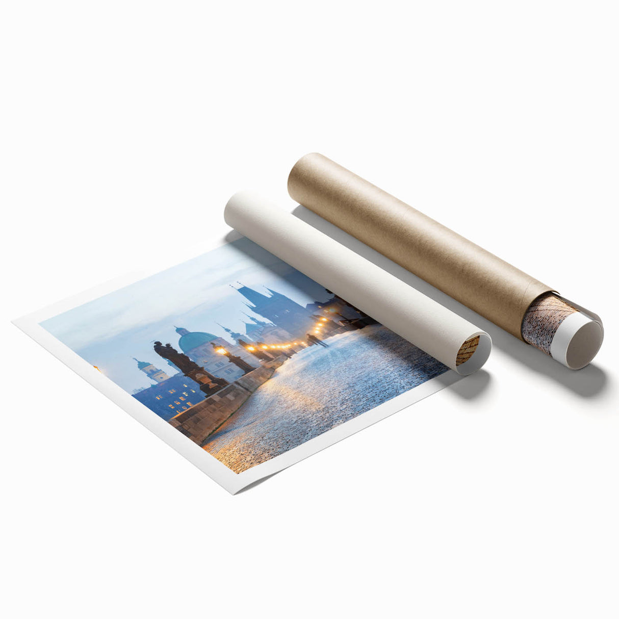 Extra large rolled print of a Czech Republic scenery with vibrant green and floral elements.