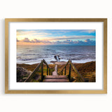 Abstract art print of a European landscape in muted earth tones on a framed canvas, ideal for dining room decor.