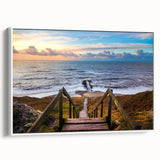 Vintage poster art of a European scenery in Denmark, featuring colorful art on a white framed canvas.