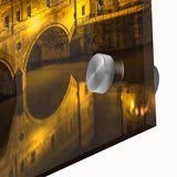 Large abstract wall art depicting the Bath, England cityscape in muted gray and blue tones on acrylic glass.