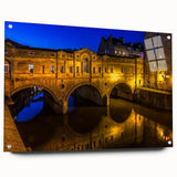 Acrylic print of a European cityscape in muted earth tones, suitable for bedroom or dining room decor.