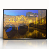 Large abstract wall art depicting a European scenery in Bath, England, with muted earth tones on a framed acrylic.