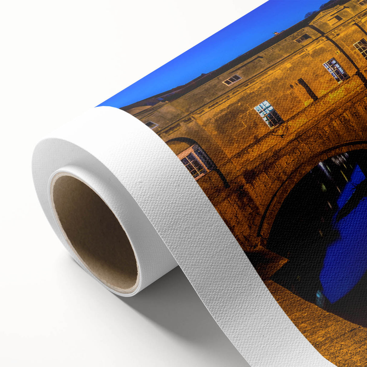 Art Deco poster of Bath, England on rolled canvas, featuring soft pastel shades, ideal for nursery wall art.
