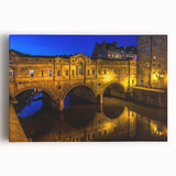 Black and white stretched canvas of Bath, England skyline, ideal for kitchen wall art.