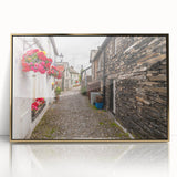 Art deco poster depicting Cumbrian landscape in soft pastel hues on a framed acrylic, ideal for nursery wall art.