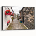 Black and white landscape art painting of Cumbria, England on framed canvas, ideal for bedroom wall decor.
