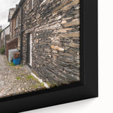 Extra large framed canvas featuring a textured, black wall art depiction of a European scenery in vibrant.