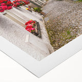 Art deco poster of Cumbria landscape in muted green and blue tones on rolled canvas, suitable for dining room wall art.