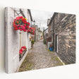 Large art depicting the Cumbria landscape in muted green and blue tones on stretched canvas, ideal for kitchen wall art.