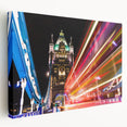 Large art depicting the London skyline in muted gray and blue tones on stretched canvas, ideal for kitchen wall art.