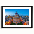 Abstract art print of Oxford with vibrant, colorful details on a textured, extra large canvas, ideal for living room decor.