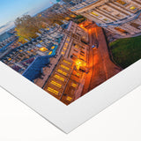 Art deco poster featuring Oxford scenery in muted earth tones on rolled canvas, suitable for dining room wall art.