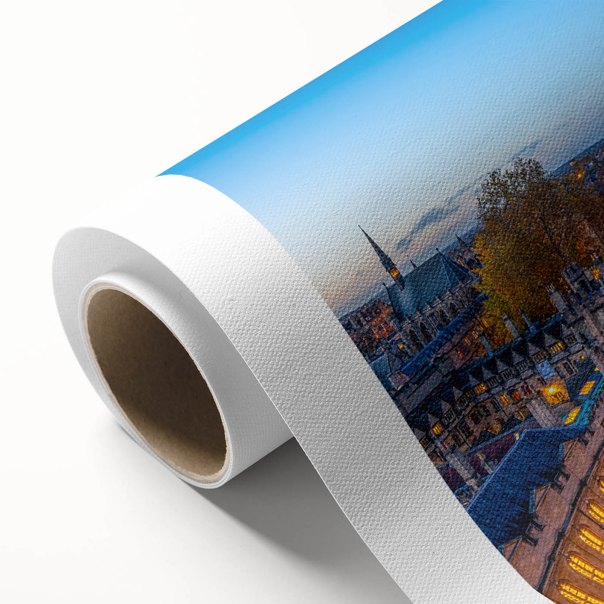 Art Deco poster of Oxford scenery in soft pastel shades on rolled canvas, ideal for nursery wall art.