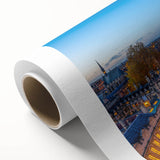 Art Deco poster of Oxford scenery in soft pastel shades on rolled canvas, ideal for nursery wall art.