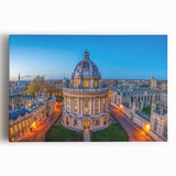 Black and white print of Oxford scenery on stretched canvas, ideal for kitchen wall art or bedroom ambiance.