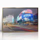 Art deco poster of Piccadilly, England scene in gold frame, acrylic print, suitable for modern art wall decor.