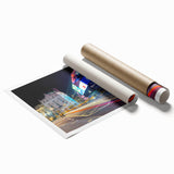 Extra large rolled print depicting Piccadilly, England, in muted earth tones, suitable as classy bathroom wall art.