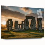 Acrylic print of Stonehenge in muted earth tones, suitable for bedroom or dining room art.