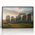 Large abstract wall art of Stonehenge in muted gray tones on a framed acrylic, suitable for modern art wall decor.