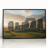 Large abstract wall art of Stonehenge in muted gray tones on a framed acrylic, suitable for modern art wall decor.