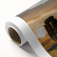 Art Deco poster of Stonehenge in muted earth tones on rolled canvas, suitable for nursery wall art or dining room decor.