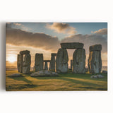 Black and white photo of Stonehenge on stretched canvas, suited for kitchen or bedroom decor.