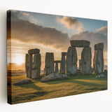 Stonehenge depicted in muted earth tones on a large stretched canvas, suitable for kitchen wall art.