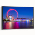 Black and white framed canvas depicting the Thames River landscape, ideal for bedroom wall art.