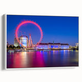 Vintage poster art of Thames River, England, in vibrant colors on a large framed canvas, ideal for living room decor.