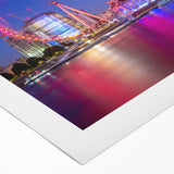 Art deco poster of the Thames River in muted blue and gray tones on rolled canvas, ideal for dining room wall decor.