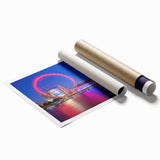 Extra large rolled print of the Thames River with muted blue and green tones, ideal for classy bathroom wall art.