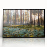 Large abstract wall art of a European Estonian scenery in muted earth tones on a framed acrylic.