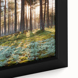 Black framed canvas featuring a textured, colorful European cityscape, ideal for living room decor.