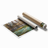 Extra large rolled print of a serene Estonian landscape featuring soft green and blue tones.