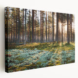 Estonian landscape on large stretched canvas with serene blue and green tones, suitable for kitchen wall art.