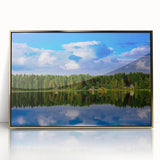 Art deco poster of a serene Finland landscape in muted gold tones, framed acrylic, suitable for modern art wall decor.