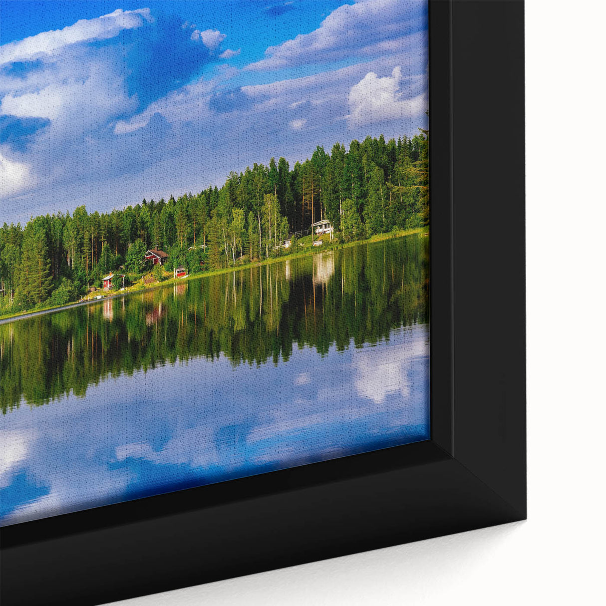 Extra large framed canvas depicting a textured, colorful European scenery, ideal for living room decor.