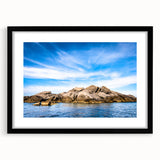 Extra large abstract art print of a colorful Corsican landscape, textured on a black framed canvas.