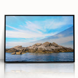 Large abstract wall art depicting the Corsican landscape, in muted earth tones on a framed acrylic.