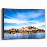 Black and white landscape art painting of Corsica on a framed canvas, ideal for bedroom wall decor.