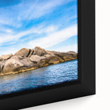 Black wall art featuring a textured Corsican landscape in vibrant colors on an extra large framed canvas.