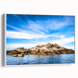 Vintage poster art of a scenic Corsican landscape on a framed canvas, featuring vibrant colors, ideal for living room decor.